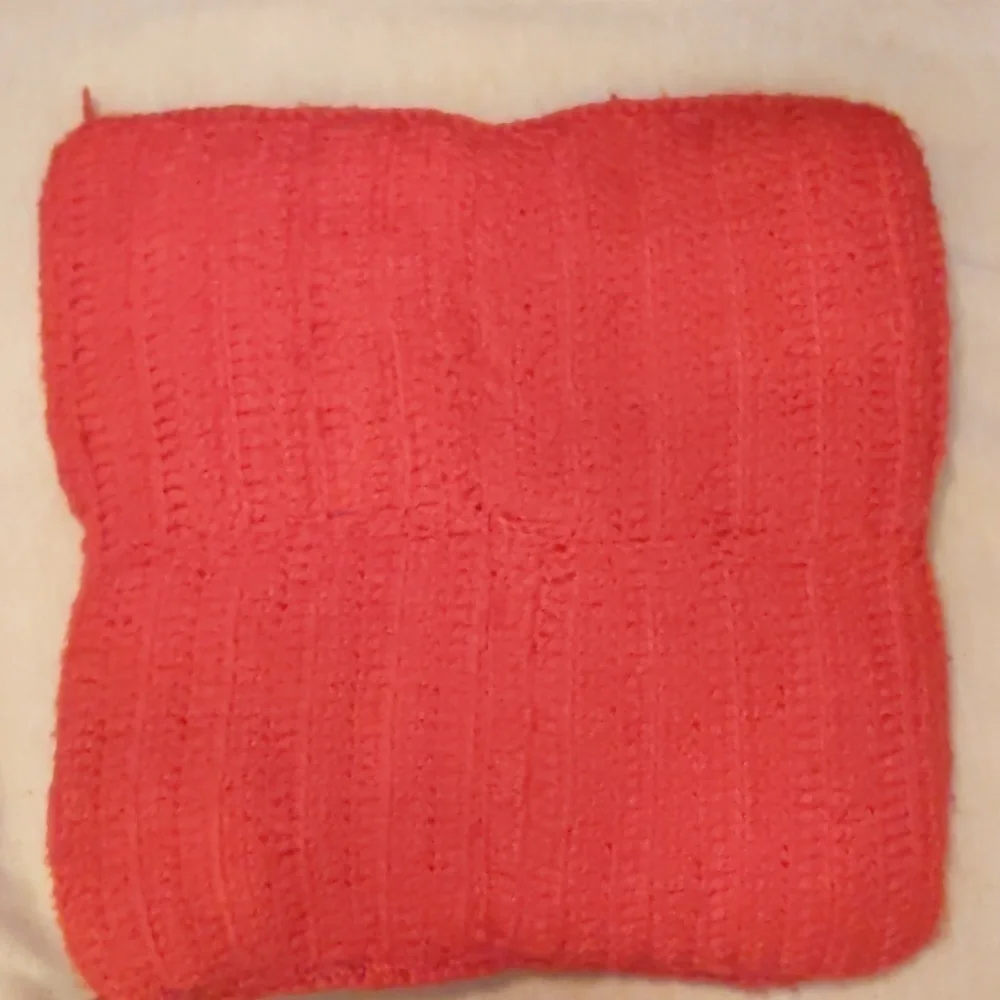 Vintage crochet pillow and Afghan. Red, white, and blue